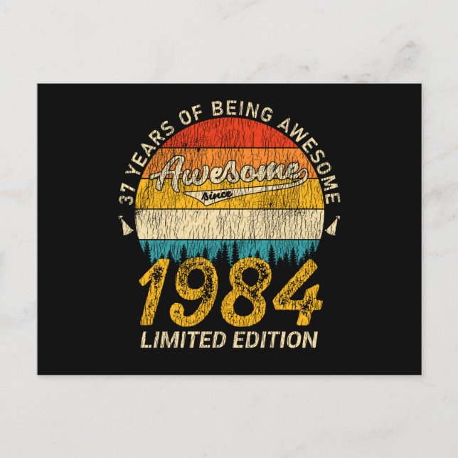 41 Year Old 1984 Retro Awesome 41st Birthday Gift Postcard (Front)