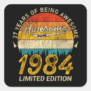 41 Year Old 1984 Retro Awesome 41st Birthday Gift Square Sticker