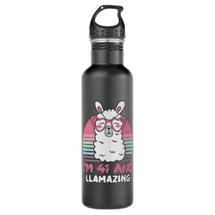 41 Year Old Bday Llamazing 41st Birthday Llama 710 Ml Water Bottle