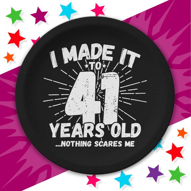 41 Year Old Sarcastic Meme Funny 41st Birthday Paper Plate (Creator Uploaded)