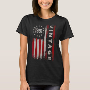 41 Year Old  Vintage 1981 American Flag 41st Birth T-Shirt