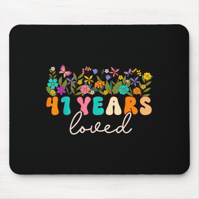 41 Years Loved Men Women 41 Years Old Groovy 41st  Mouse Pad (Front)