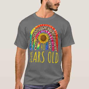 41 Years Old 41st Birthday Tie Dye Sunflower Leopa T-Shirt
