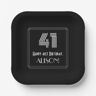 41st Birthday — Art Deco Inspired Look “41”  Paper Plate