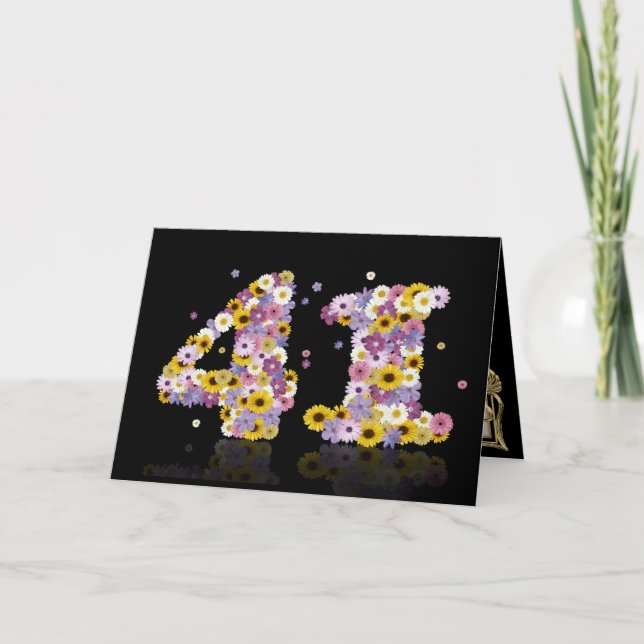 41st birthday card with flowery letters (Front)