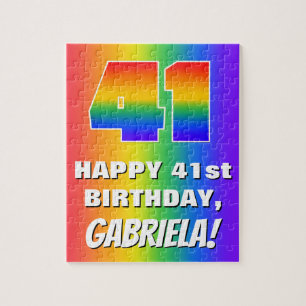 41st Birthday: Colourful, Fun Rainbow Pattern # 41 Jigsaw Puzzle