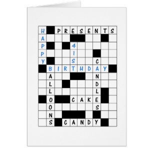 41st Birthday, Crossword Puzzle Birthday Card