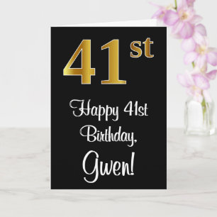41st Birthday ~ Elegant Luxurious Faux Gold Look # Card
