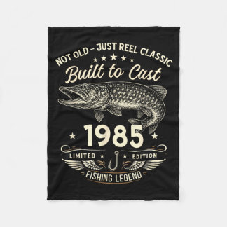 41st Birthday Fishing Gift Men Original 1985 Lied Fleece Blanket
