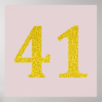 41st Birthday Forty One Blush Pink Gold Glitter