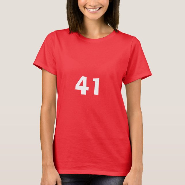 41st Birthday Forty One Red Custom Age Gift Cute T-Shirt (Front)