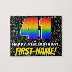 41st Birthday — Fun, Colourful Music Symbols & “41 Jigsaw Puzzle