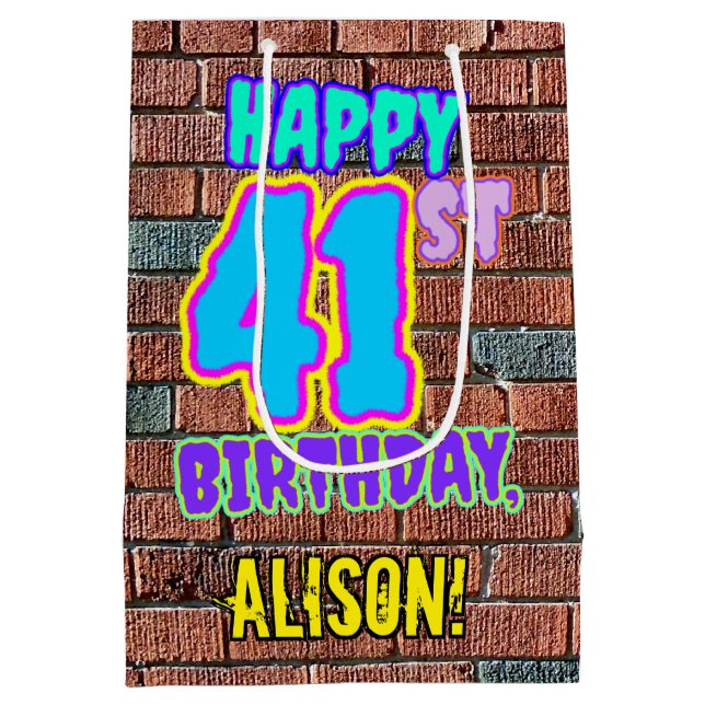 41st Birthday: Fun, Urban Graffiti Inspired Look Medium Gift Bag (Back)
