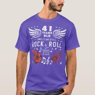 41st Birthday Gag Turning 41 Years Old Guitar Drum T-Shirt
