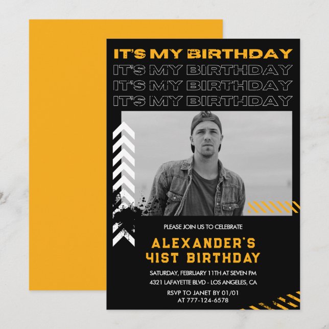 41st birthday invitations Men Photo Spray paint (Front/Back)