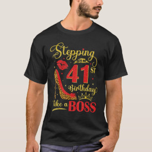 41st Birthday Like a Boss Leopard Print 41 Years O T-Shirt