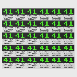41st Birthday - Nerdy / Geeky Style "41" and Name Wrapping Paper