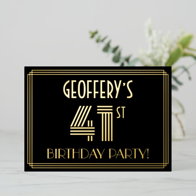 41st Birthday Party — Art Deco Style “41” + Name (Standing Front)
