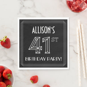 41st Birthday Party: Art Deco Style + Custom Name Napkin