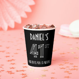 41st Birthday Party: Art Deco Style + Custom Name Paper Cups
