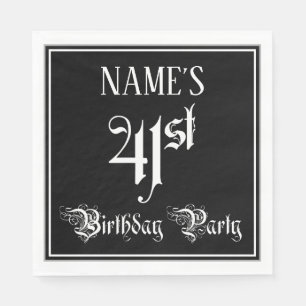 41st Birthday Party — Fancy Script + Custom Name Napkin