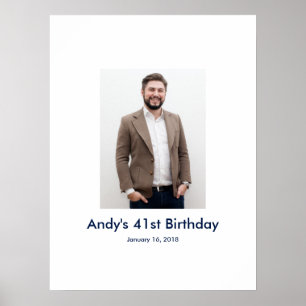 41st Birthday photo custom Sign In Party Board 41