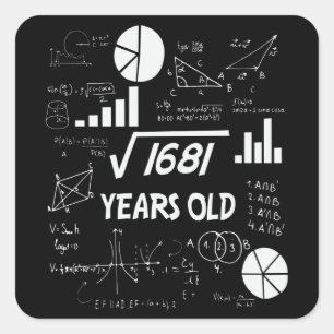41st Birthday Square Root Math 41 Years Old Bday Square Sticker