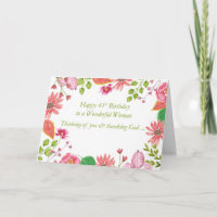 41st Birthday Wonderful Woman Watercolor Flowers R