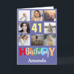 41st Happy Birthday Photo Collage Modern Card<br><div class="desc">41st Happy Birthday Photo Collage Modern Card with personalised name. For further customisation,  please click the "Customise it" button and use our design tool to modify this template.</div>