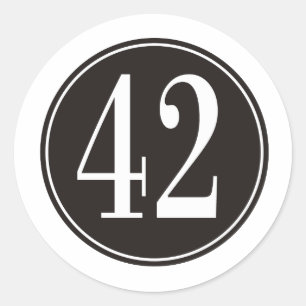 #42 Black Circle Classic Round Sticker