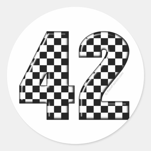 42 chequered number classic round sticker (Front)