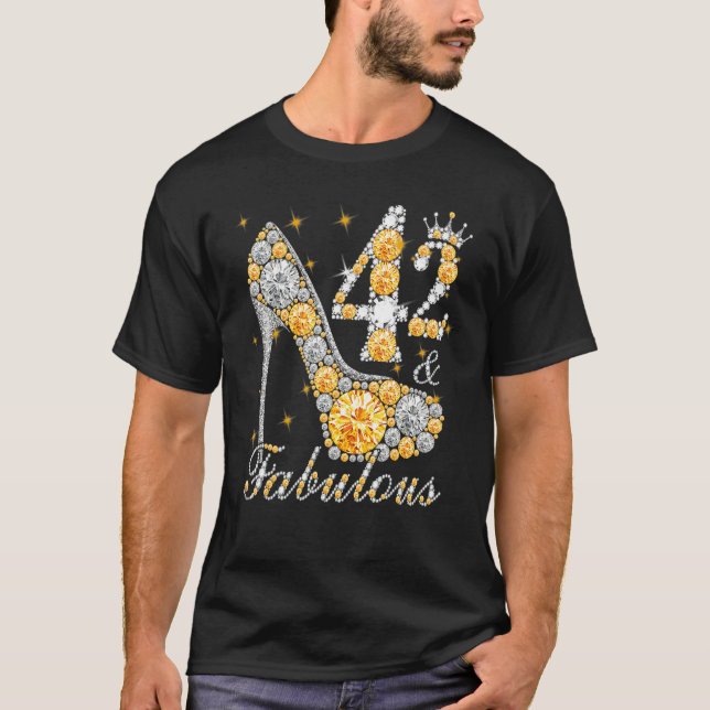 42 & Fabulous 42 Years Old 42th Birthday Diamond C T-Shirt (Front)