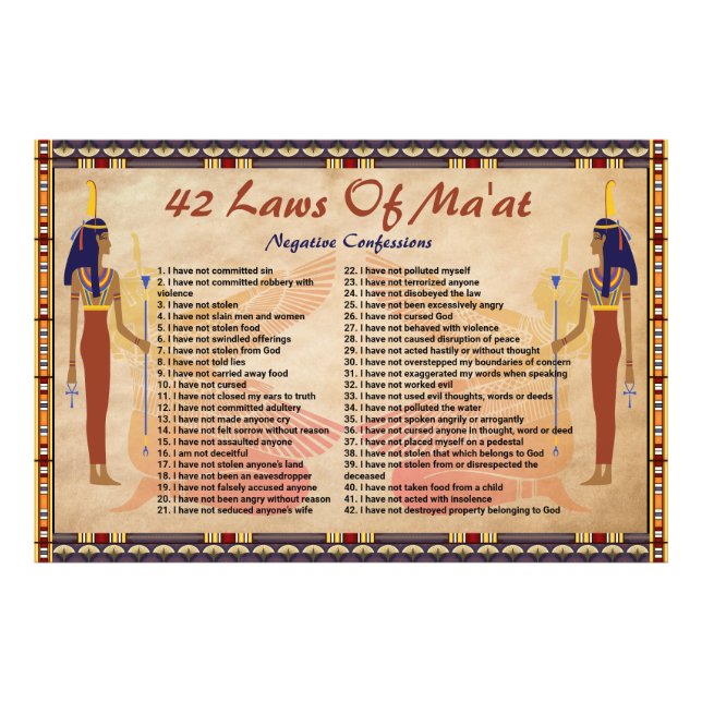 42 Laws Of Maat - Negative Confessions Poster (Front)
