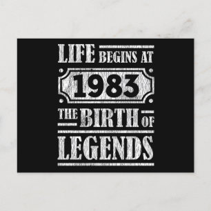 42 Year Old 1983 Birth Of Legend 42nd Birthday Postcard