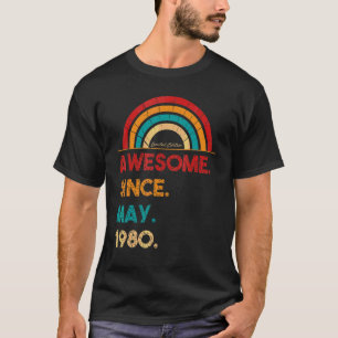 42 Year Old Awesome Since May 1980  42nd Birthday T-Shirt