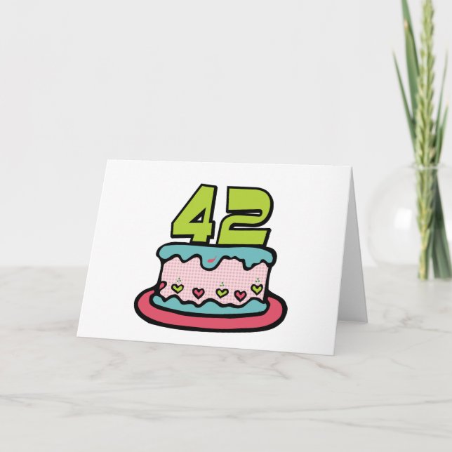 42 Year Old Birthday Cake Card (Front)