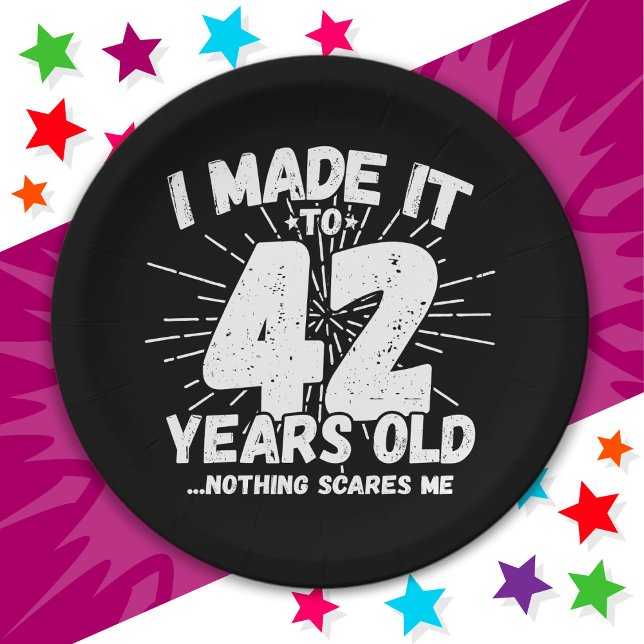 42 Year Old Sarcastic Meme Funny 42nd Birthday Paper Plate (Creator Uploaded)