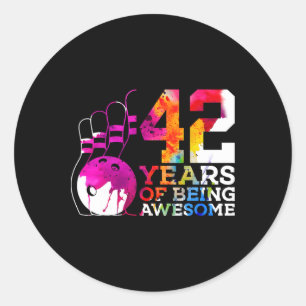 42 Years Of Being Awesome Bowling 42nd Birthday Classic Round Sticker