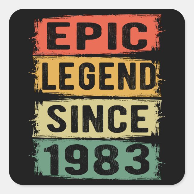 42 Years Old Bday 1983 Epic Legend 42nd Birthday Square Sticker (Front)
