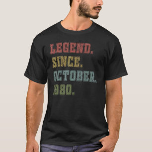 42 Years Old  Legend Since October 1980 42nd Birth T-Shirt