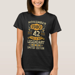 42 Years Old Vintage November 1980 42nd Birthday T-Shirt