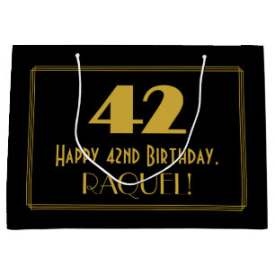 42nd Birthday — Art Deco Inspired Look "42" & Na Large Gift Bag