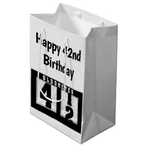 42nd Birthday Black Odometer Medium Gift Bag