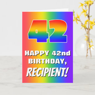 42nd Birthday: Colorful, Fun Rainbow Pattern # 42 Card