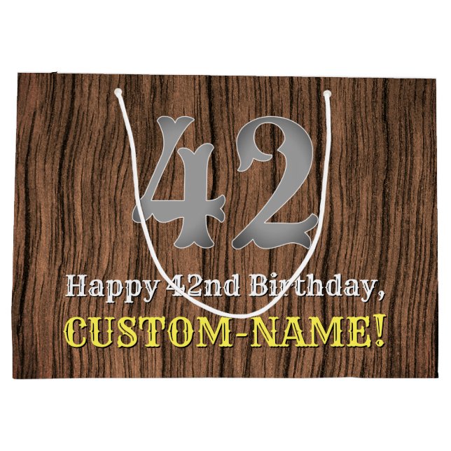 42nd Birthday: Country Western Inspired Look, Name Large Gift Bag (Back)