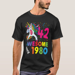 42Nd Birthday Dabbing Unicorn Party Gift 42 Years T-Shirt