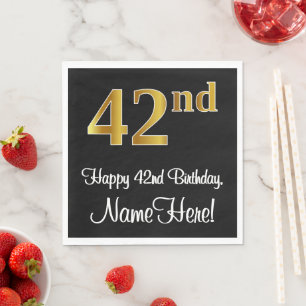 42nd Birthday ~ Elegant Luxurious Faux Gold Look # Napkin