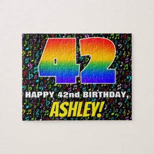 42nd Birthday — Fun, Colourful Music Symbols & “42 Jigsaw Puzzle