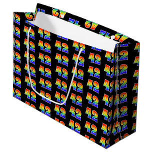 42nd Birthday: Fun Rainbow Event Number 42 Pattern Large Gift Bag
