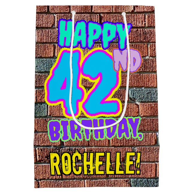 42nd Birthday: Fun, Urban Graffiti Inspired Look Medium Gift Bag (Back)